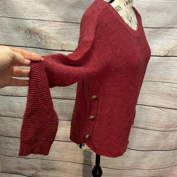 FatFace Emmy Sweater Jumper Tortoiseshell Buttons Rounded Hem Red Cherry Size 4 - Picture 3 of 12
